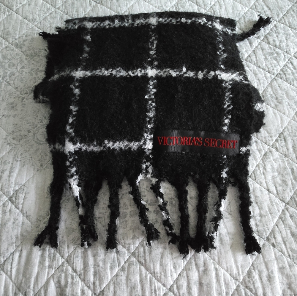Victoria's Secret Black and White Checkered Scarf